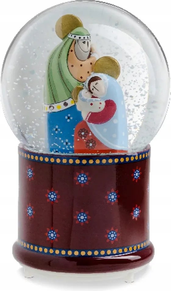 Forgó hógömb zenedobozzal Szent Család 16 cm Egan Italy
