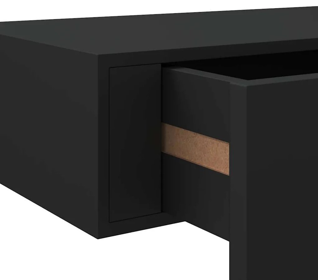 fekete falra szerelhető fiókos polc 40 x 23,5 x 10 cm