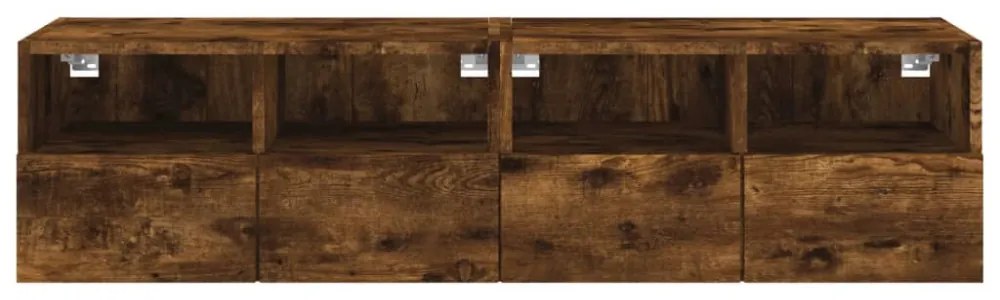 2 db füstös tölgy színű szerelt fa TV-szekrény 60 x 30 x 30 cm