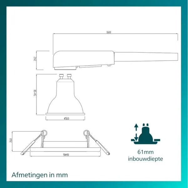 Philips - 3 darabos PERIDOT süllyesztett lámpatest készlet, 1x GU10/7W/230V, fekete