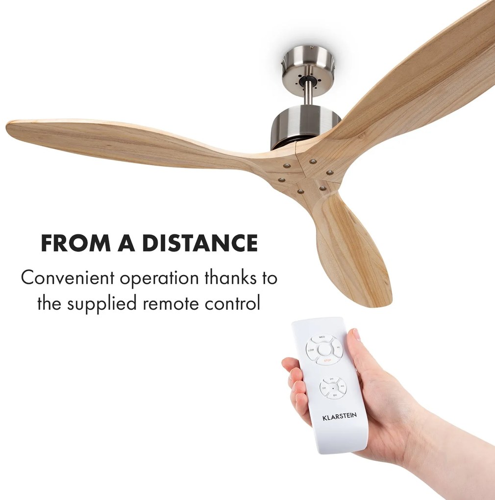 Klarstein Santa Elena mennyezeti ventilátor 52" 9 060 m³/h 3 valódi fából készült lapát