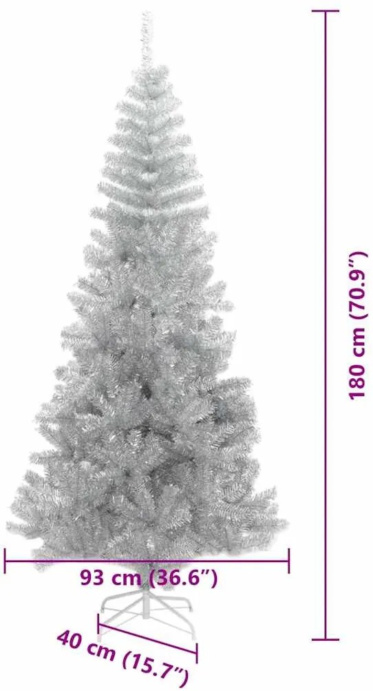 Mű karácsonyfák LED -es lámpákkal Ezüst 180 cm PET