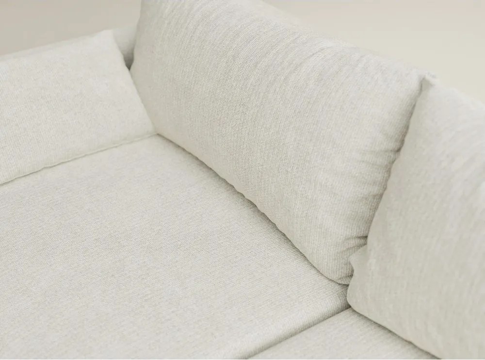 Krémszínű zsenília kinyitható-tárolóhelyes sarokkanapé (jobb oldali-heverő résszel) Leon – Maison de Rêve