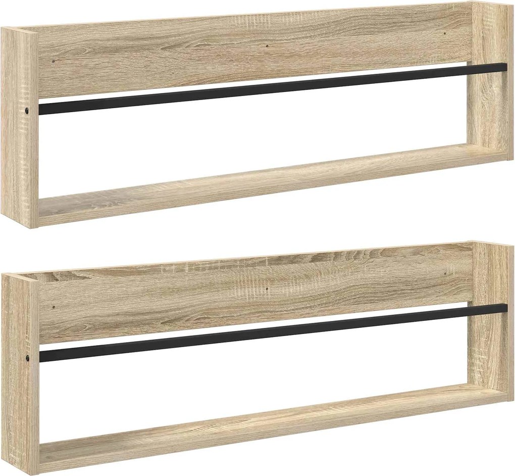 vidaXL Magazin állvány 2 pcs Sonoma tölgy 100 x 12 x 30 cm Faanyag
