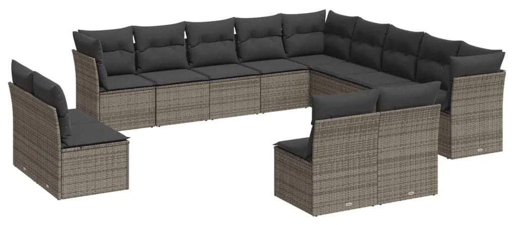 13 részes szürke polyrattan kerti ülőgarnitúra párnákkal