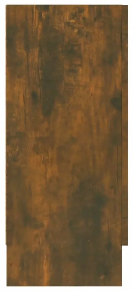 füstös tölgy színű szerelt fa vitrinszekrény 120 x 30,5 x 70 cm
