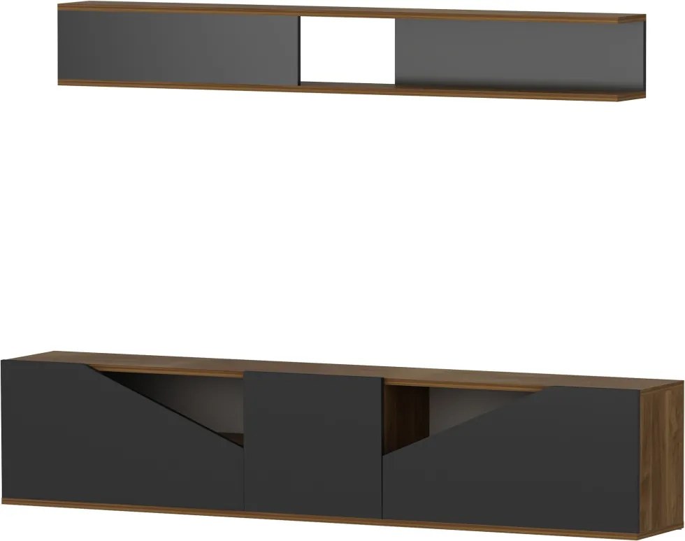 TV-állvány, dió-fekete, 180 cm – TR788DEC3066