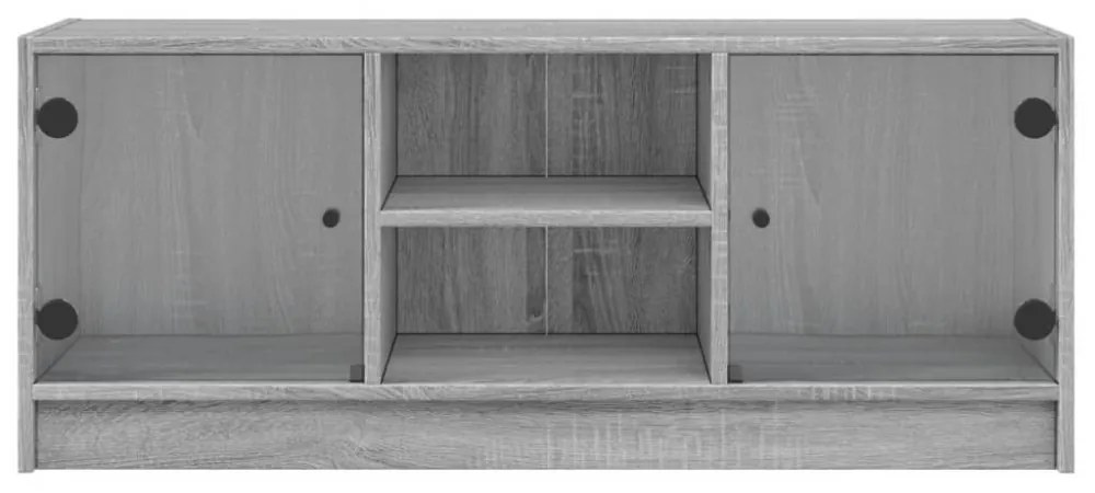 szürke sonoma színű TV-szekrény üvegajtókkal 102 x 37 x 42 cm