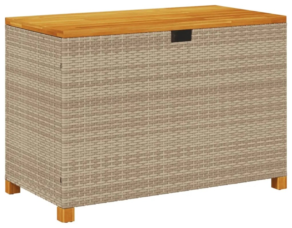 vidaXL bézs polyrattan és akácfa kerti tárolóláda 110 x 55 x 63 cm