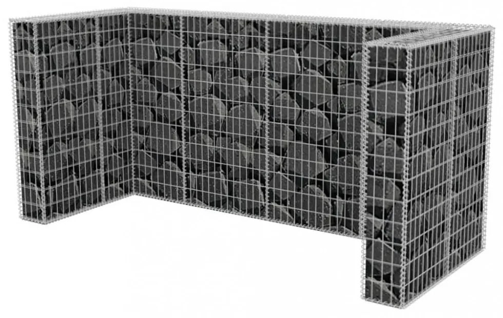 acél gabion 3 db gurulós kukához 250 x 100 x 120 cm