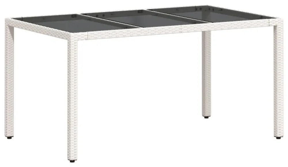fehér polyrattan üveglapos kerti asztal 150 x 90 x 75 cm