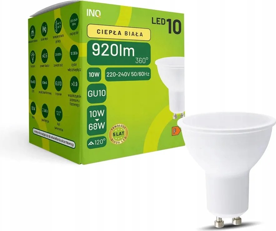 Nagy teljesítményű Gu10 Led izzó mennyezeti lámpa 10W meleg fény 3000K MR037WW