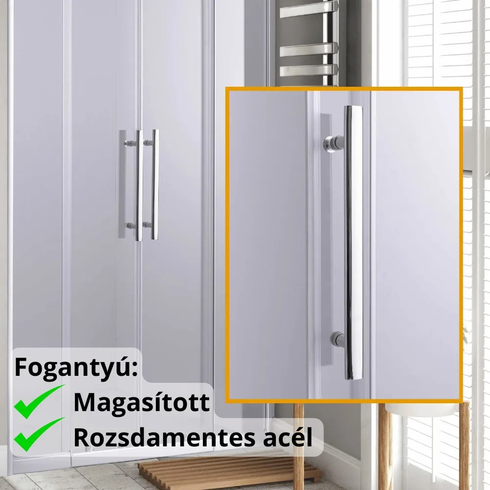 Stuxi Sydney 160 cm széles két tolóajtós zuhanyajtó 6 mm vastag vízlepergető biztonsági üveggel, króm elemekkel, 200 cm magas