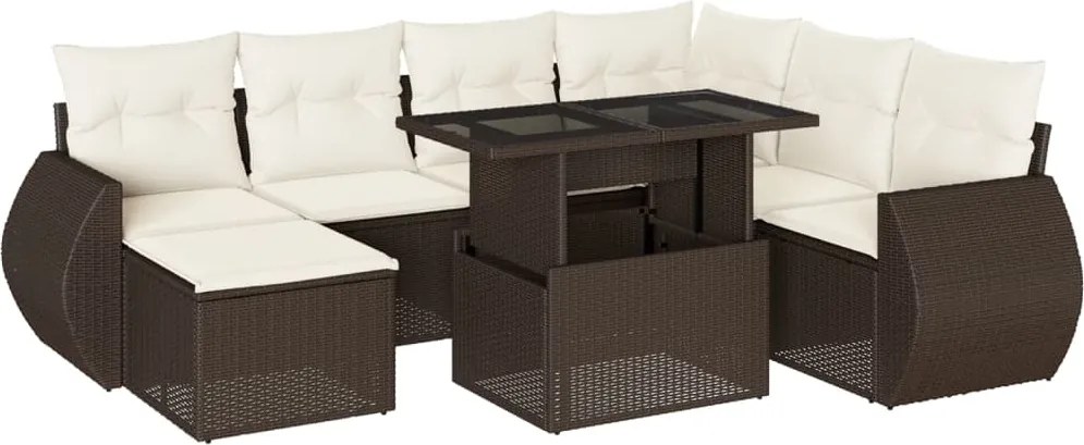 vidaXL 8 részes barna polyrattan kerti ülőgarnitúra párnákkal