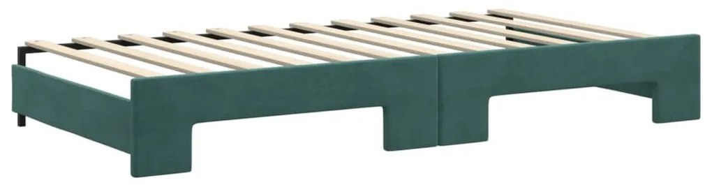 sötétzöld kihúzható bársony heverő 100 x 200 cm