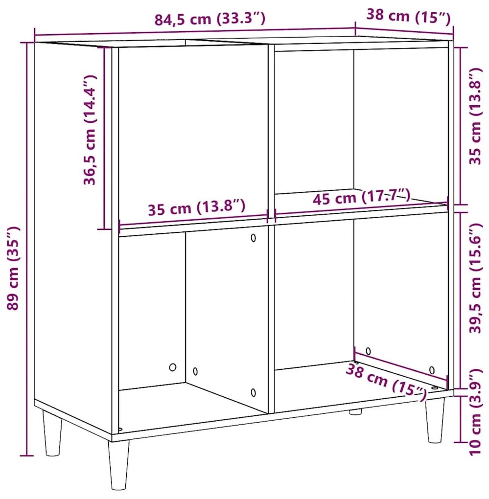 antik fa színű szerelt fa hanglemezszekrény 84,5 x 38 x 89 cm