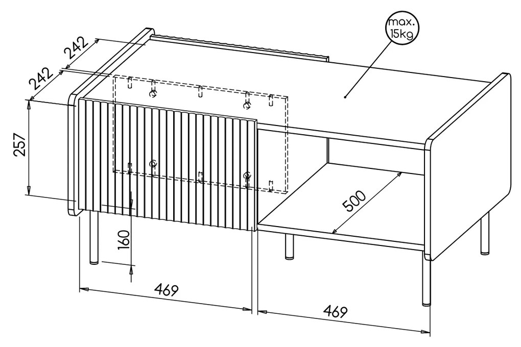 Dohányzóasztal Phelan P11 (warmia dió + fekete). 1062541