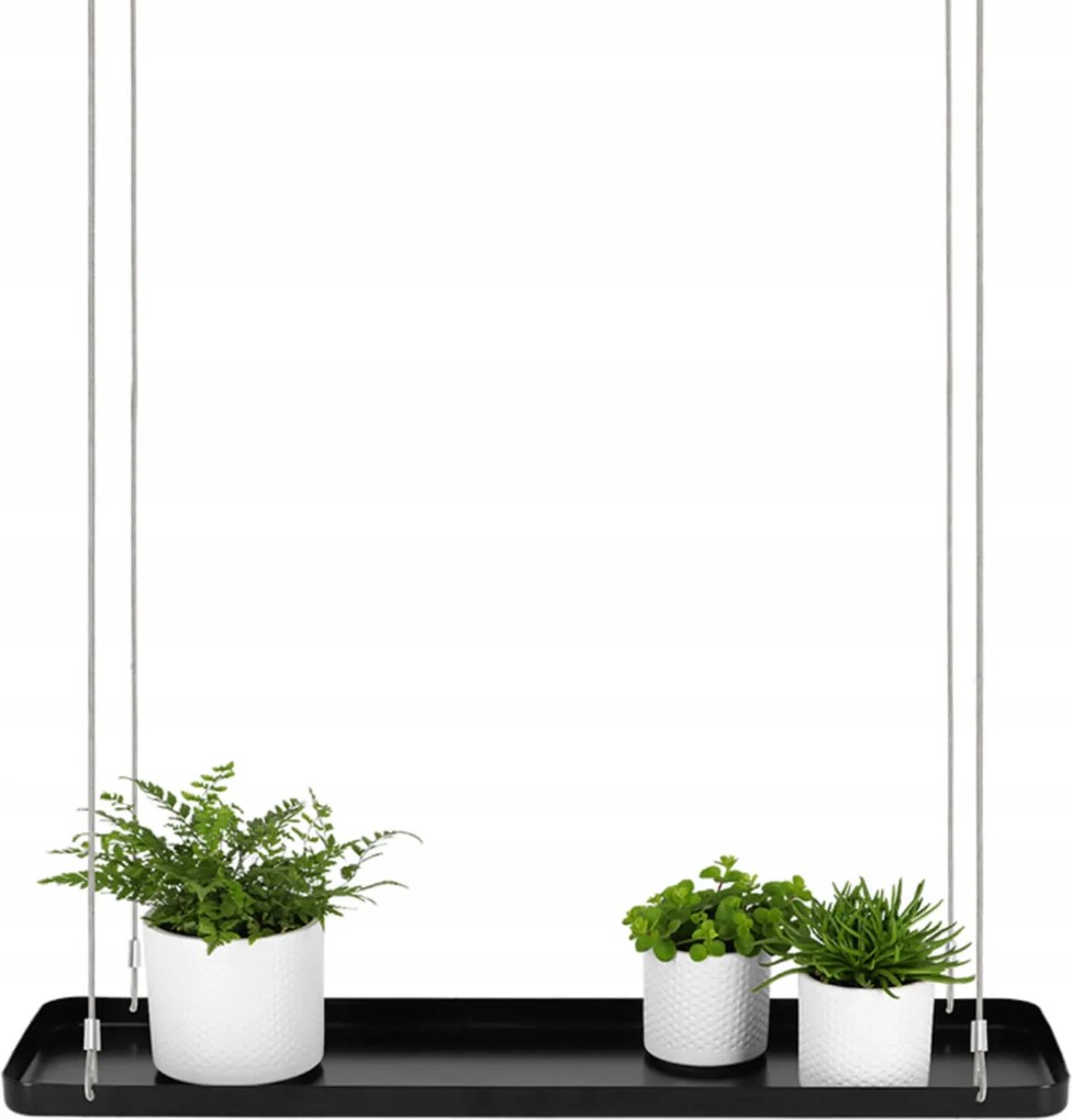 Függő fém virágágyás 58x15x21 cm fekete