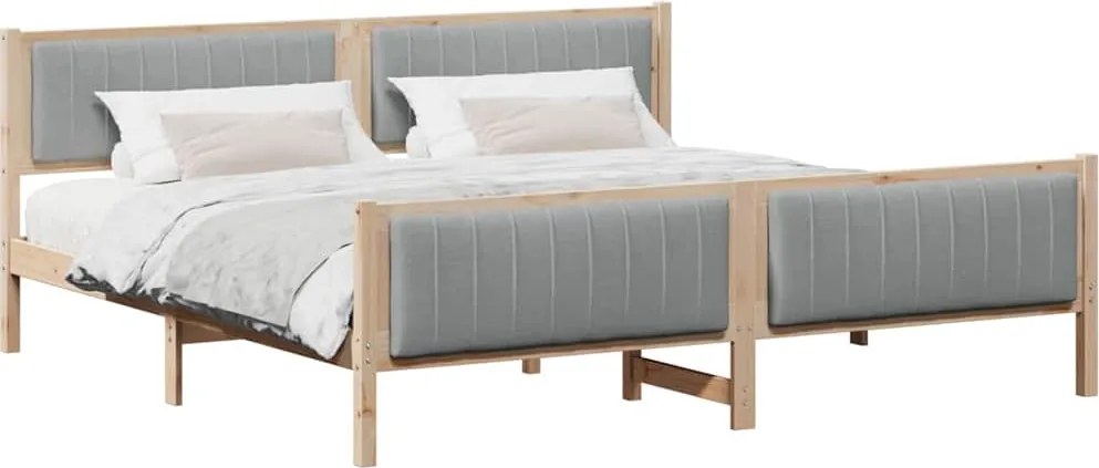 vidaXL Ágykeret Barna és világosszürke 200 x 200 cm Tömör fenyőfa