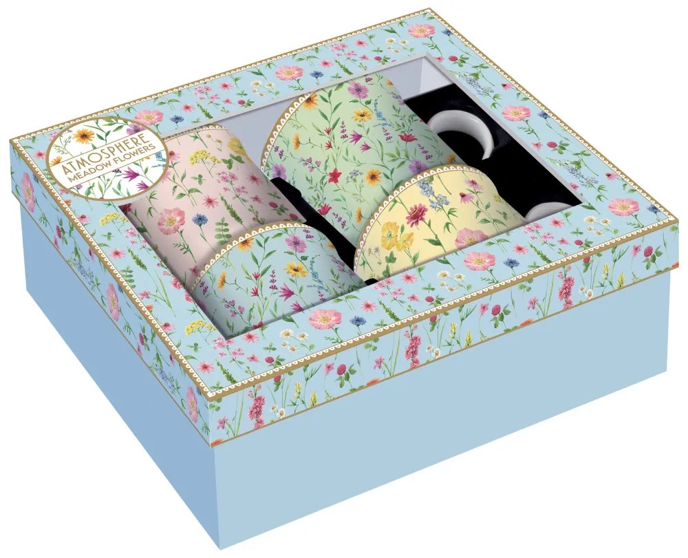Porcelán bögreszett 4db-os, 300ml, dobozban, Atmosphere, Meadow Flowers
