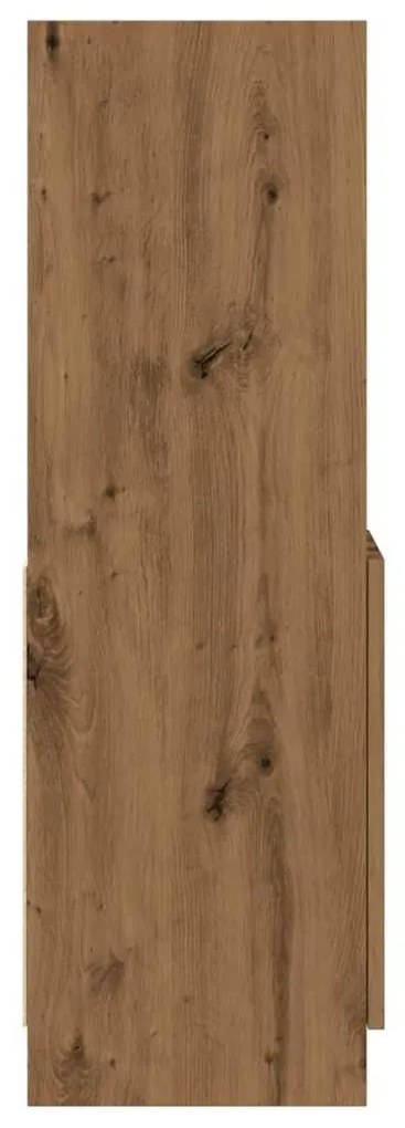kézműves tölgy színű szerelt fa magasszekrény 92 x 33 x 100 cm