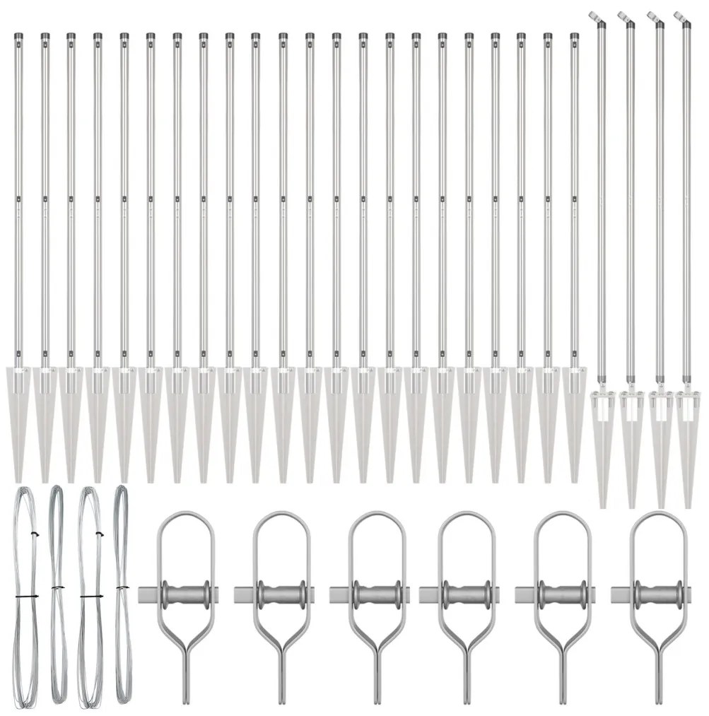 Kerítési Oszlopok Cövek Felszereléssel 26 db Ø32 mm 180 cm Horganyzott Acél