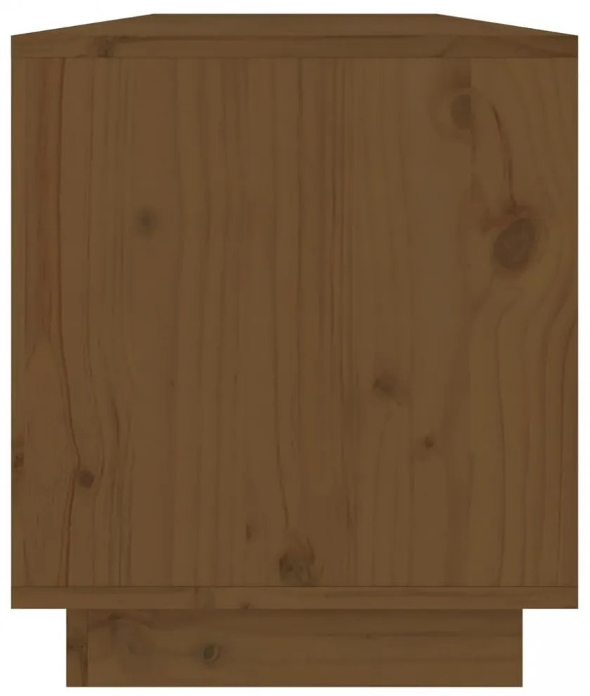 mézbarna tömör fenyőfa TV-szekrény 110,5x34x40 cm
