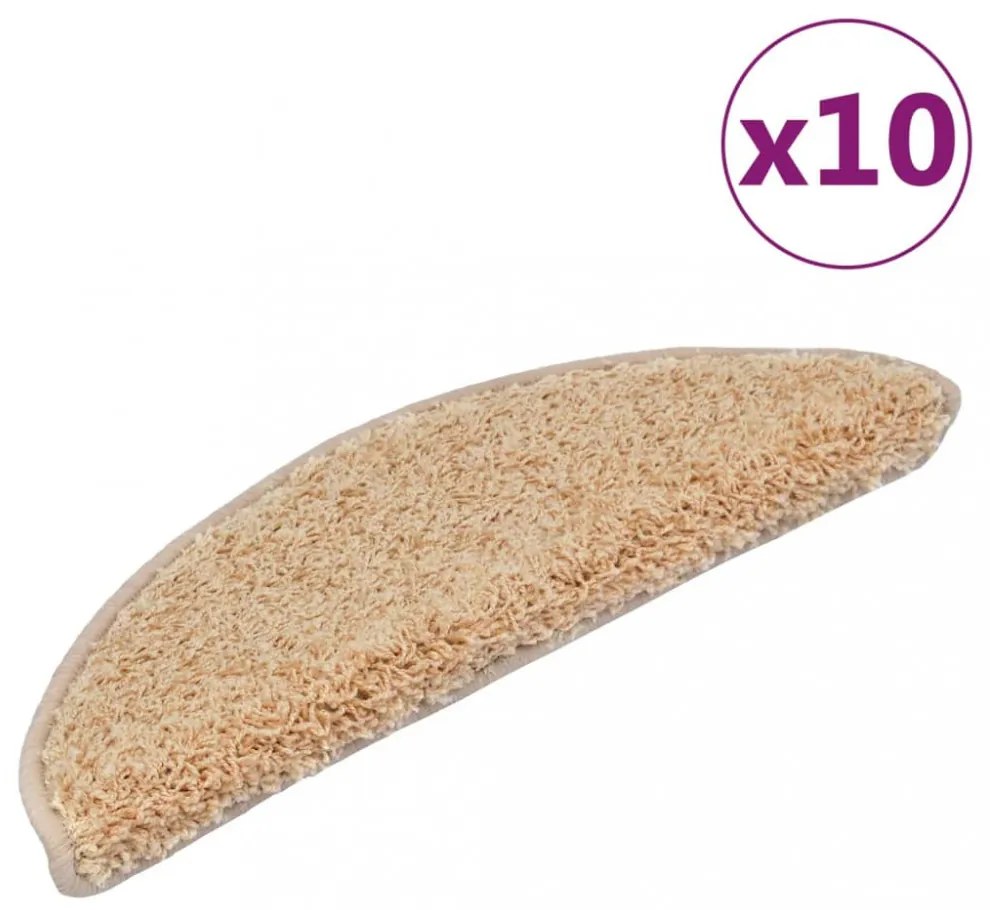 10 db krémszínű, félkör alakú lépcsőszőnyeg 56 x 17 x 3 cm