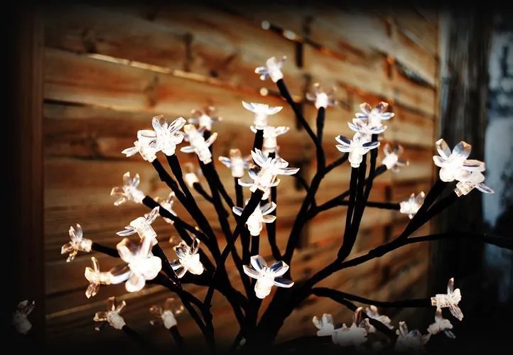 NEXOS Dekoratív fa virágokkal meleg fehér