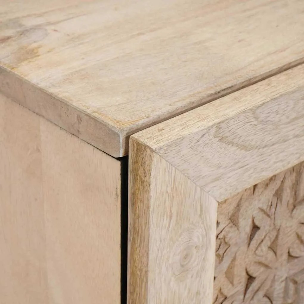 Éjjeli asztal 2 pcs Bézs 40 x 33 x 46 cm tömör mangófa