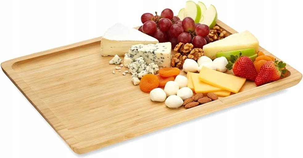 Bambusz Tányér téglalap alakú snack tálca sushi előétel 33cm