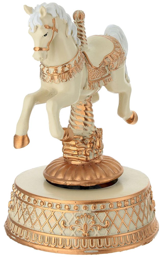 Karácsonyi Körhinta alakú ló zenélő doboz 16 cm