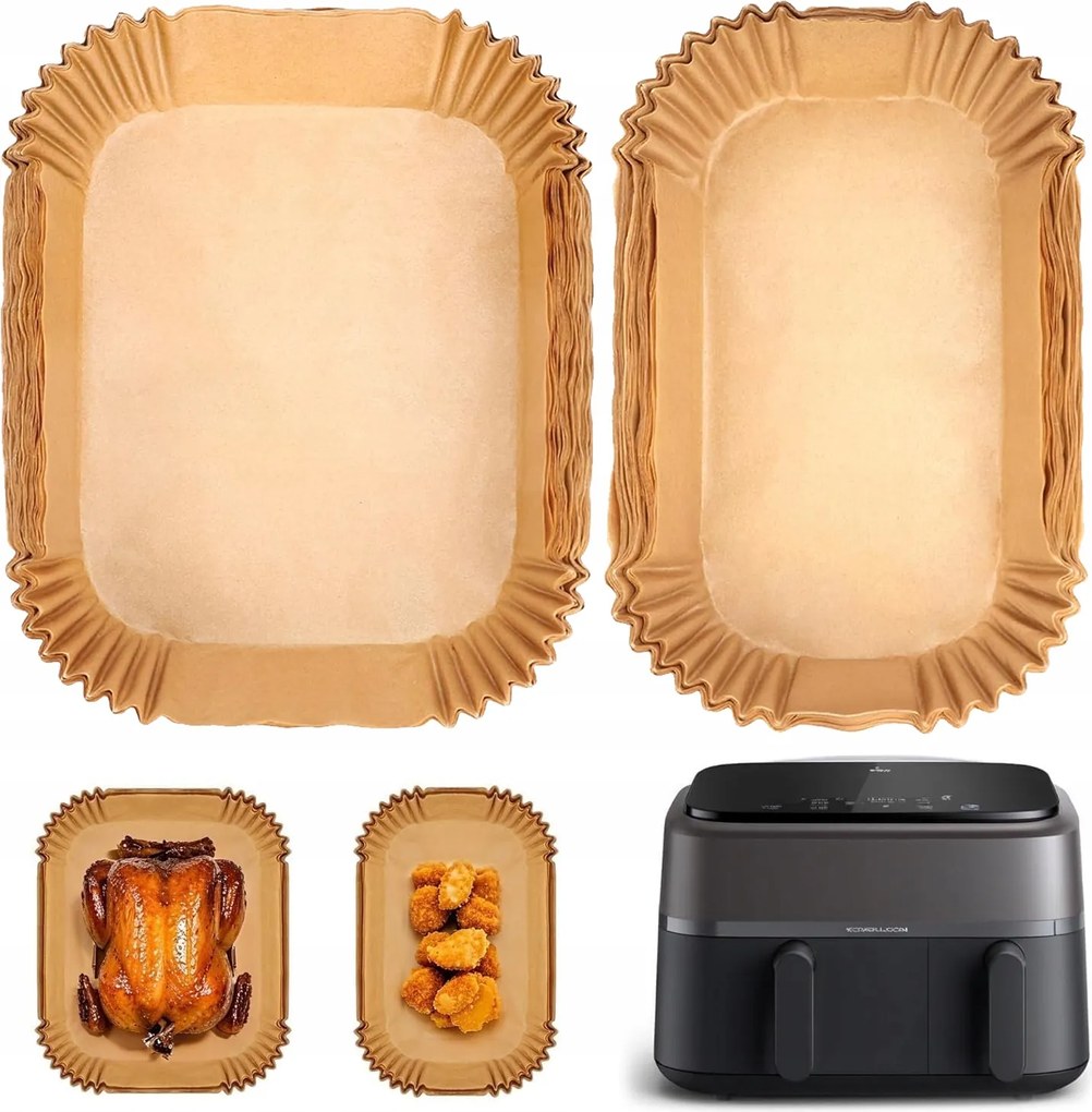 120x Papírbetét Dual Basket Airfryer Olajsütőhöz