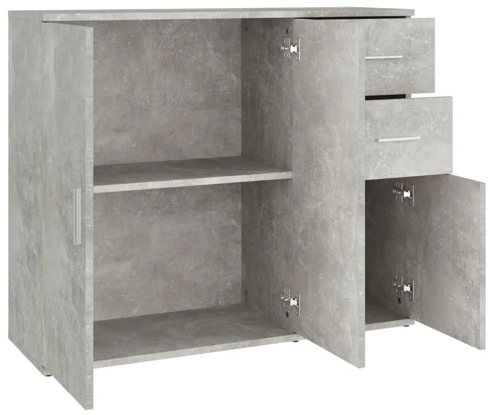 betonszürke szerelt fa tálalószekrény 91x29,5x75 cm