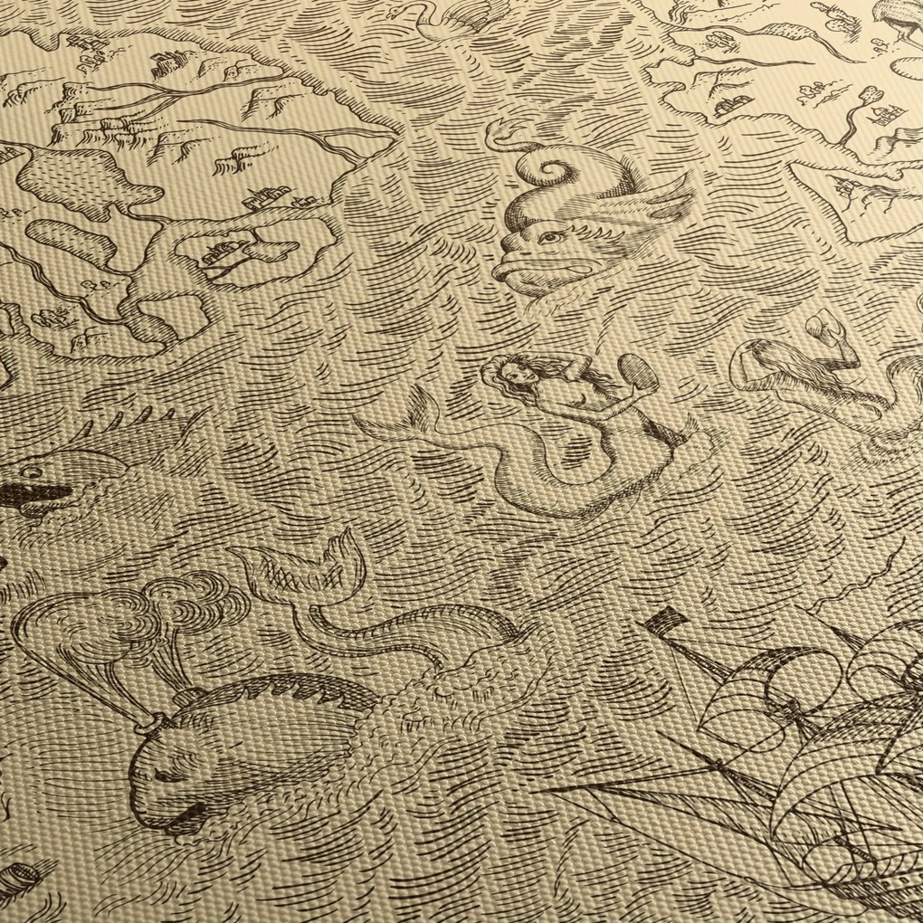 Kép - Vintage térkép, illusztrációk (150x105 cm)