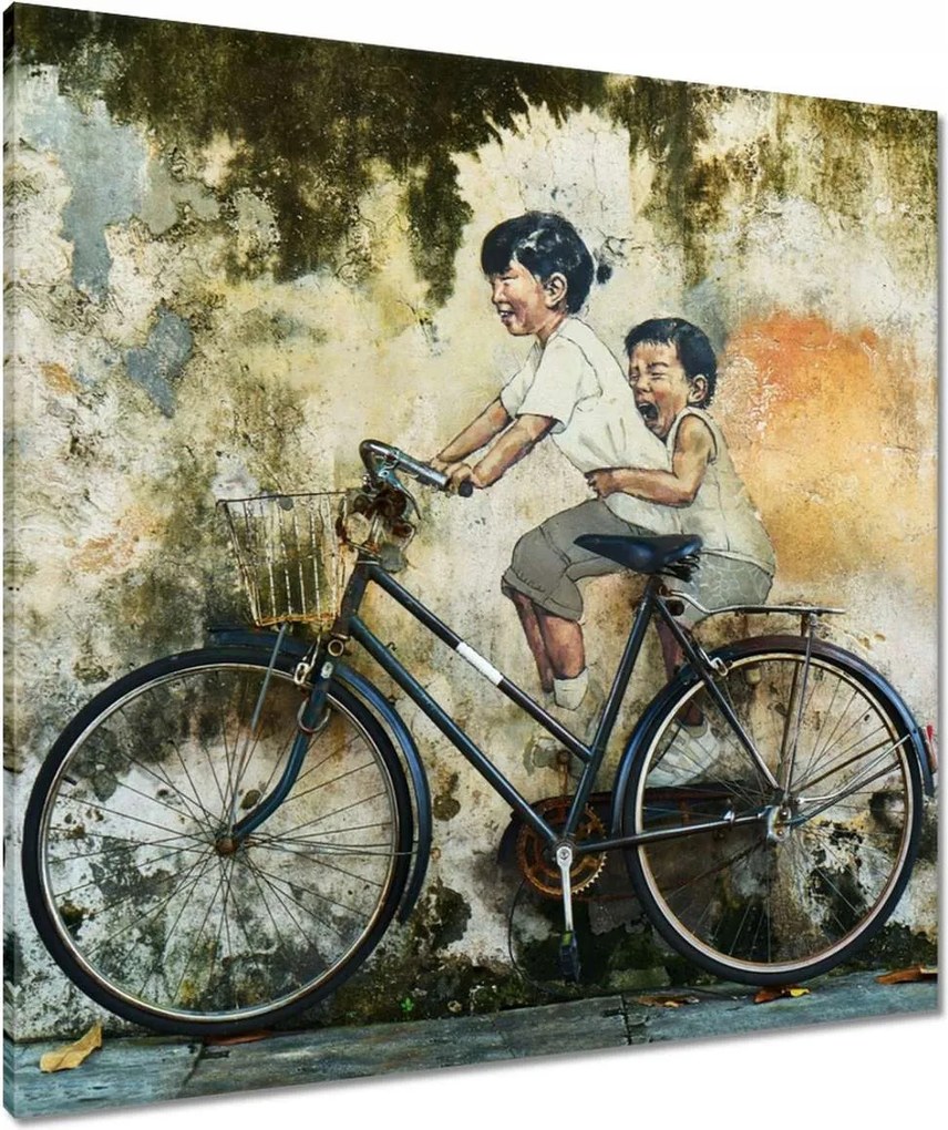 Vászonkép 80x80 Banksy Gyerekek Kerékpár