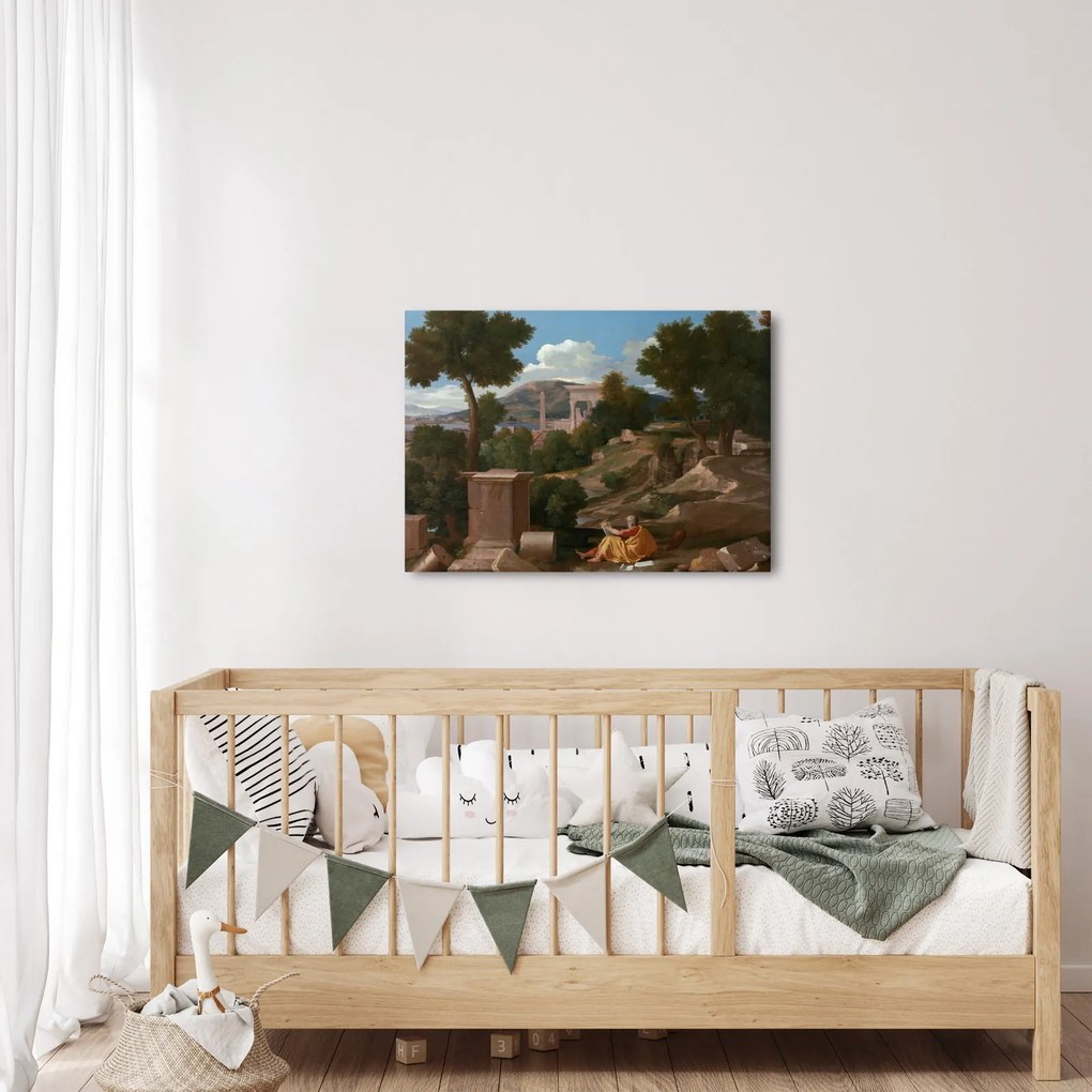 Kép - Nicolas Poussin, Landscape with Saint John on Patmos, reprodukciók (70x50 cm)