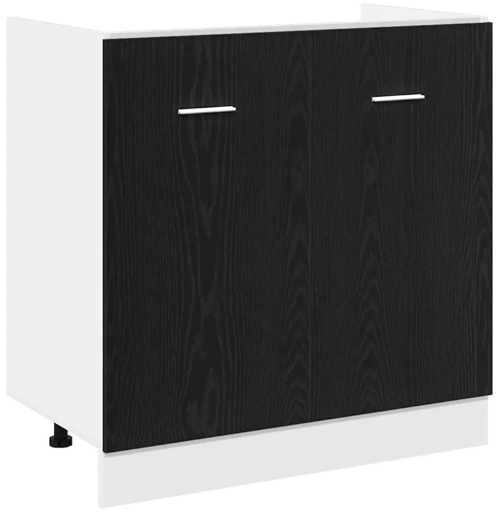 fekete tölgyfa mosogató alsó szekrény 80 x 46 x 81,5 cm