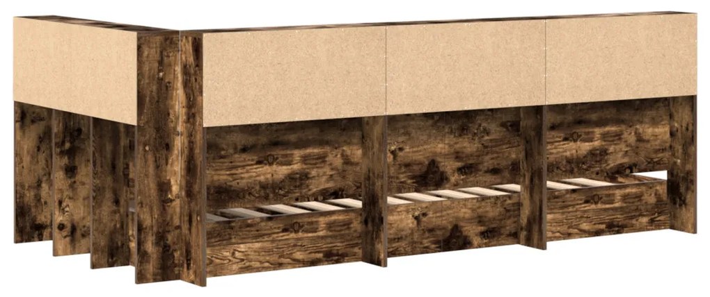 Könyvespolc ágy füstölt tölgy 75x190 cm szerelt fa