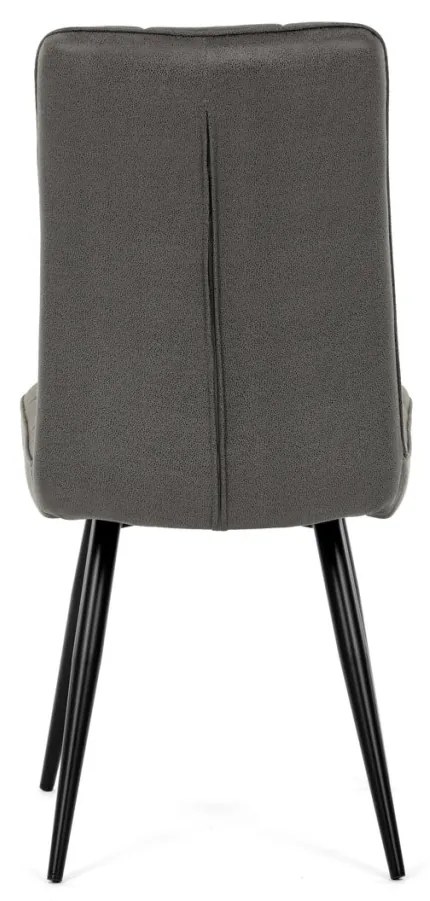 Scaun de dining cu tapițerie din material textil gri, cu aspect de piele periată
