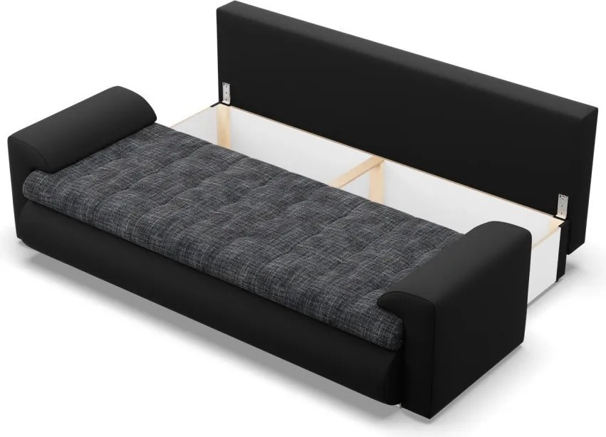 Tokio kanapéágy, fonott + műbőr, szürke - fekete