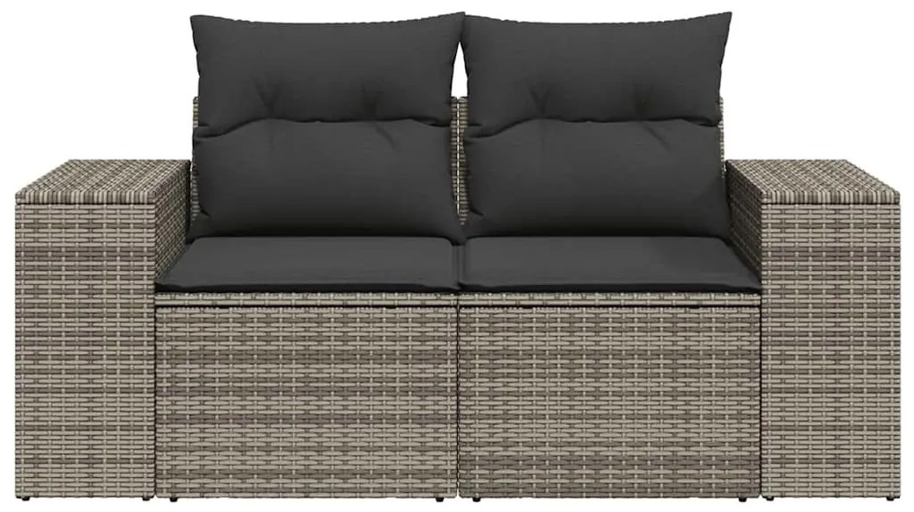 2 személyes szürke polyrattan kerti kanapé párnával