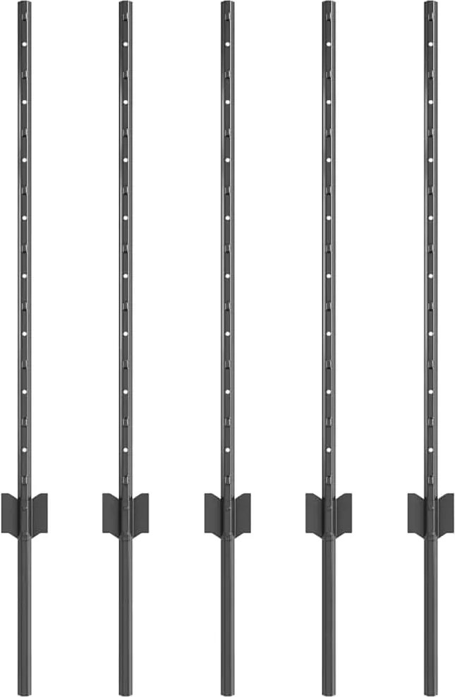 vidaXL Kerítésoszlop 5 pcs Szürke 80 cm Acél