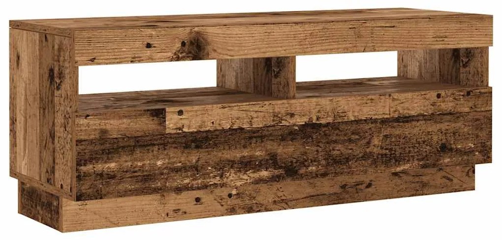 antik fa színű szerelt fa TV-szekrény LED-ekkel 200x35x40 cm