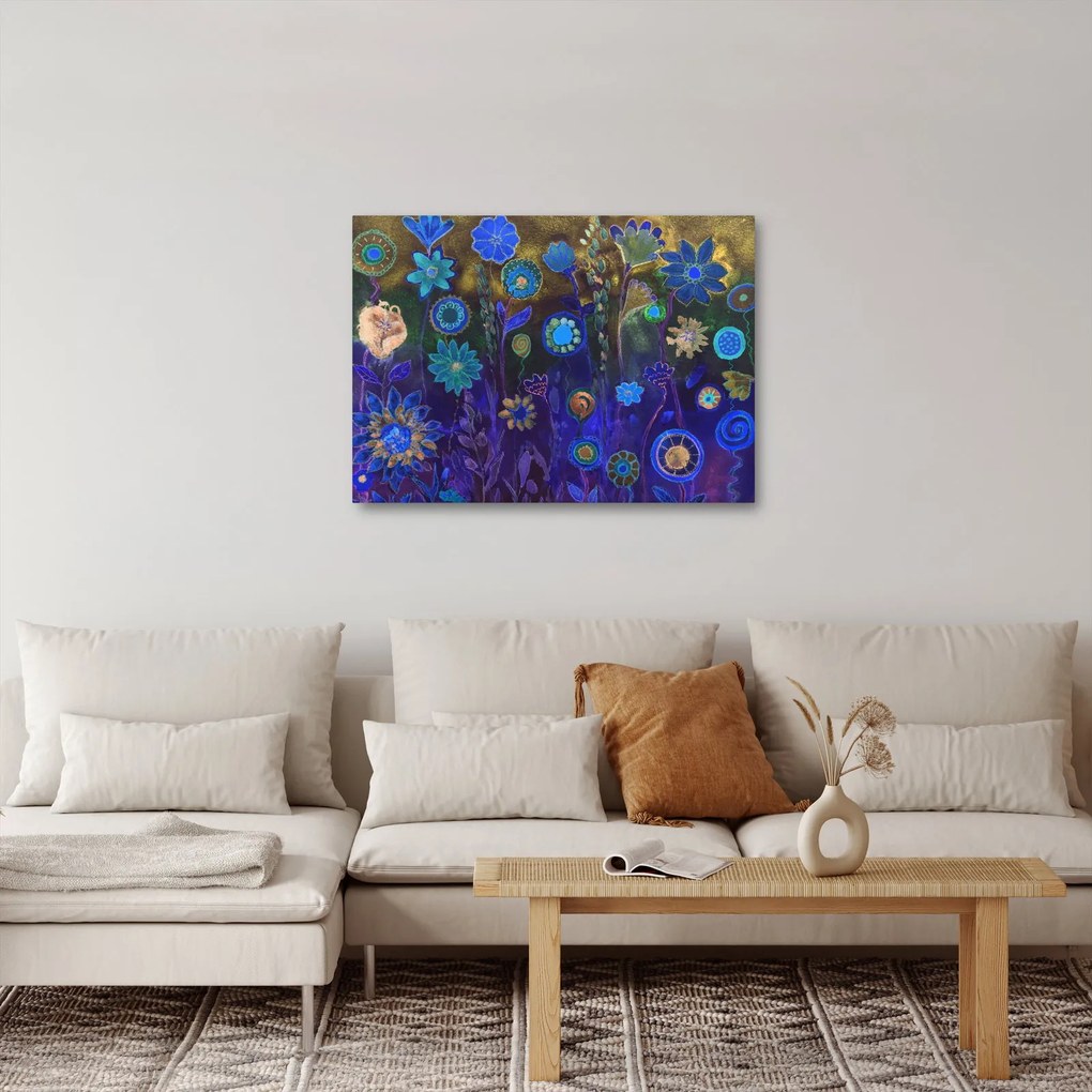 Sötétkék virágok képe (70x50 cm)