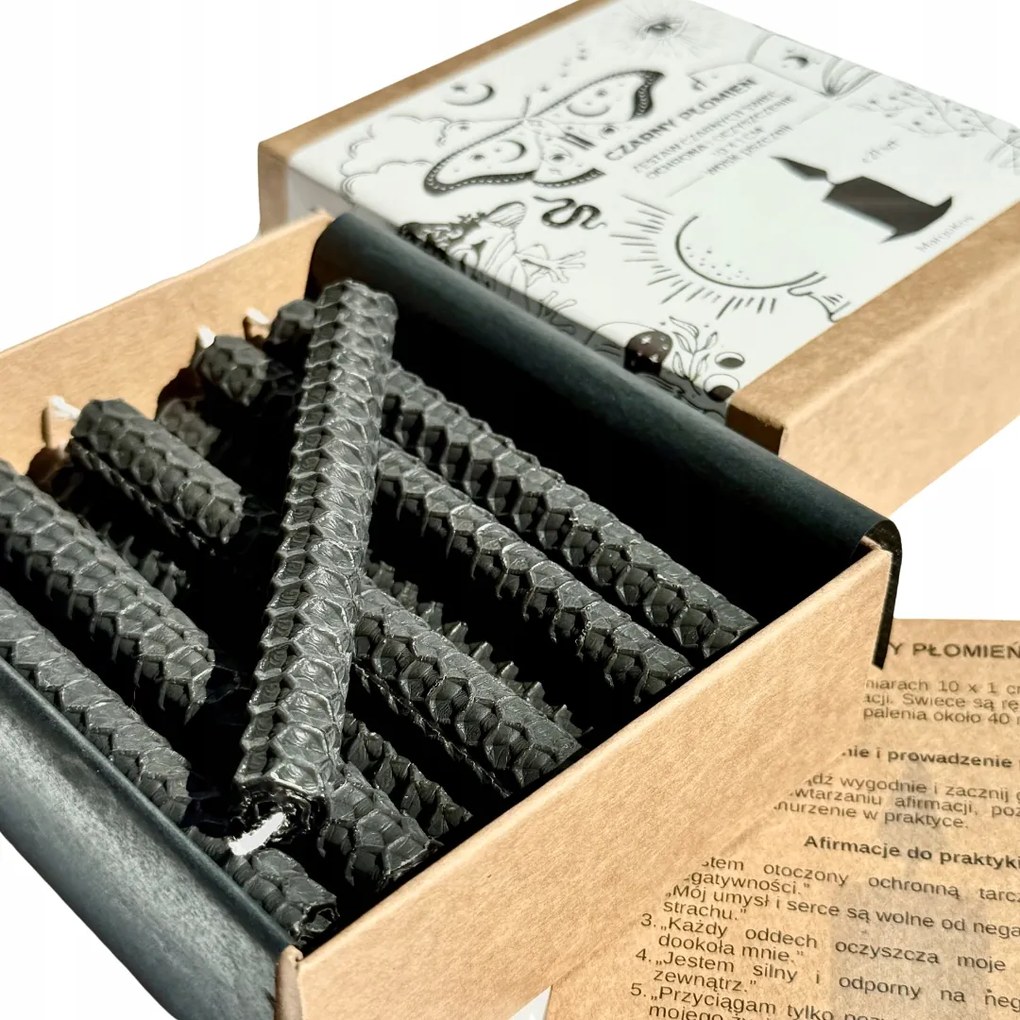 Gyertyavédő És Tisztító Szett Fekete Gyertyák 10X1CM 21DB