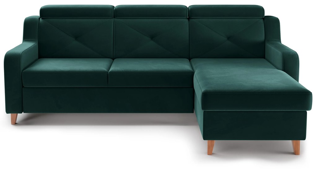 Laksaro sarokkanapé ágyfunkcióval jobb oldali - zöld Trinity 28 bársony