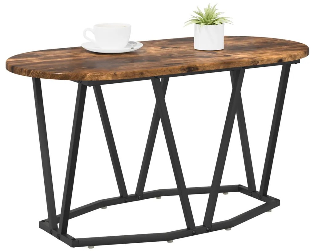 Kávézóasztal Füstölt Tölgy 80x40x40,5 cm Iparilag Kezelt Fa és Fém