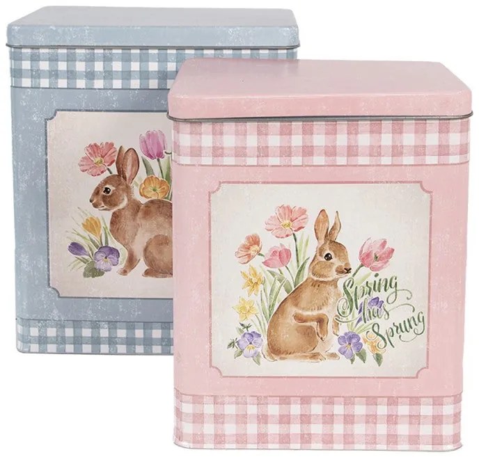 Húsvéti Nyuszis fémdoboz szett kék-rózsaszín