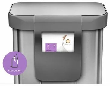 Simplehuman pedálos szemetes 55 l, ezüst, 55 l